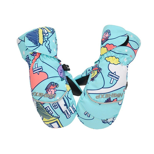 New Winter Children's Finger Ski Gloves Thickened Warm Waterproof Cold