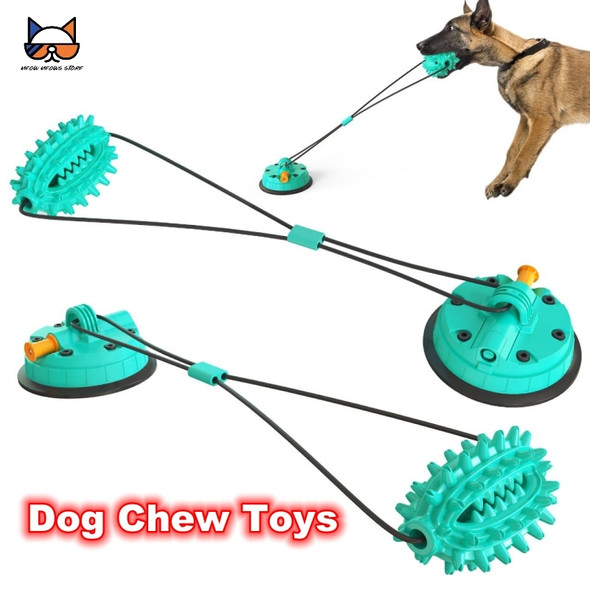 Dog Chew Toys Rope & Vacuum Suction Cup & Multifunctional Chew Ball Tug-of-war Game Food Dispenser Squeak Clean Teeth Doggy Toys