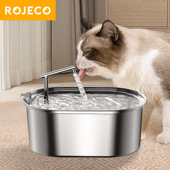 ROJECO Stainless Steel Cat Water Fountain Automatic Cat Drinker Drinking Fountain For Cats Dogs Pet Water Dispenser Accessories ROJECO Stainless Steel Cat Water Fountain Automatic Cat Drinker Drinking Fountain For Cats Dogs Pet Water Dispenser Accessories