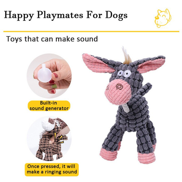 Pet Toy Squeaky Donkey Shape Dog Toy Teeth Cleaning Plush Bone Molar Chew Toy For Puppy Dog Training Interactive Pet Supplies