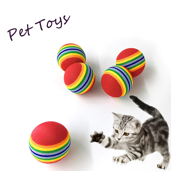 Interactive Colorful Cat Toy Ball Cat Toys Play Rainbow Ball Training Chewing Rattle Scratch Natural Foam Ball Pet Supplies