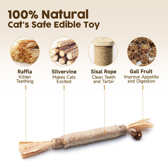 Cat Toys Silvervine Chew Stick,Kitten Treat Catnip Toy Kitty Natural Stuff with Catnip for Cleaning Teeth Indoor Dental