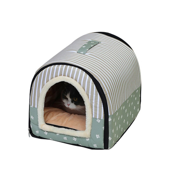 Hanpanda Four Seasons Portable Cat's House 16 Kinds Printings Semi-enclosed Pet Bed Cat 3d Plush Removable&Washable Villa Tent