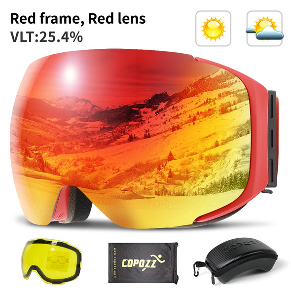 Copozz Magnetic Ski Goggles With 2s Quick-change Lens And Case Set Copozz Magnetic Ski Goggles With 2s Quick-change Lens And Case Set