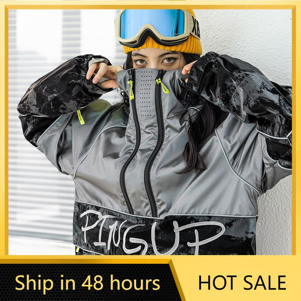 PINGUP Men's Waterproof Snowboard Suit: One piece Winter Ski Suit with