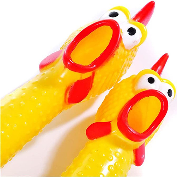 Durable Waterproof Rubber Chicken Scream Toy Chicken Squeeze Sound For Dogs Cat Durable & Funny Squeaky Yellow Rubber Chicken