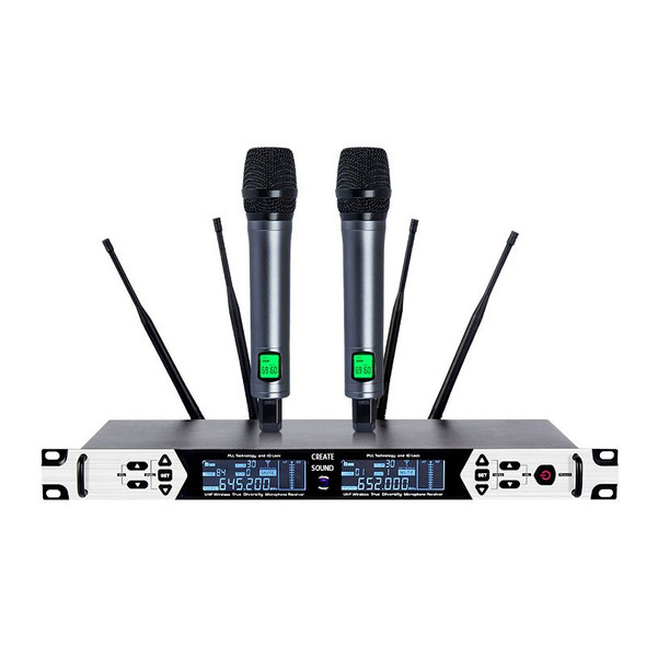 Wireless Microphone 2 Channel Handheld Dynamic Karaoke Microphone Uhf