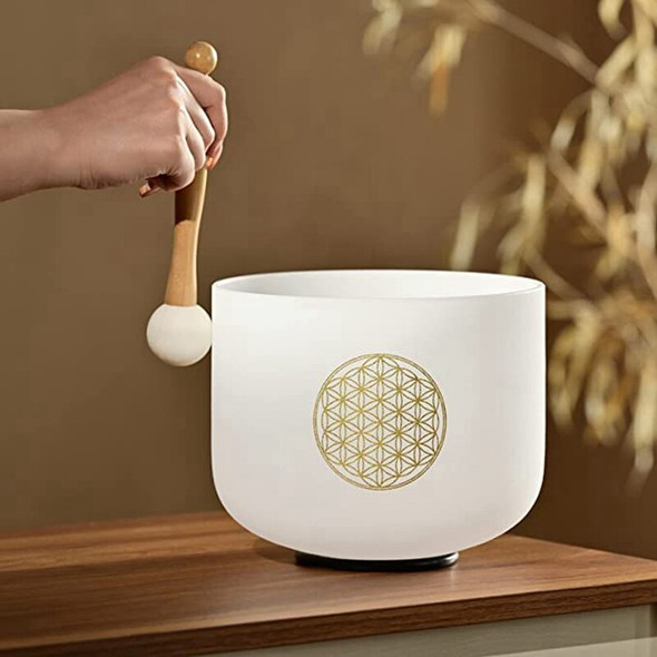 528HZ 8 Inch Flower Of Life Crystal Singing Bowl Meditation Sound Bath