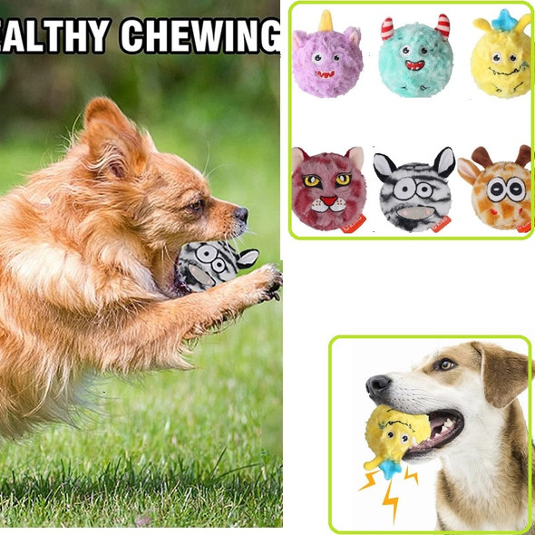 1PC Pets Monster Plush Toys Squeaky Dog Chew Balls 2 In1 Funny Puppy Ball Electronic Toy For Puppy Entertainment Intelligence