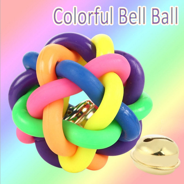 Pet Dog Toys Puppy Cat Colorful Rubber Training Chew Ball Bell Squeaky Sound Toy Dog Ball Bite Resistant Ball Dog Accessories