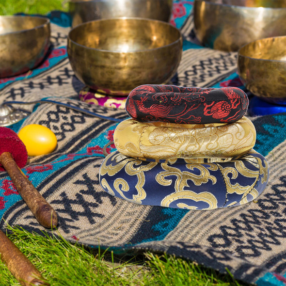 3pcs Yoga Singing Bowl Mat Sound Bowl Pad| |