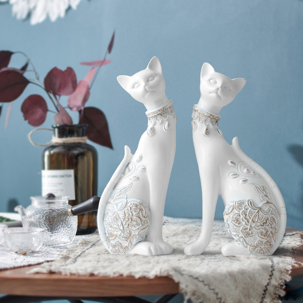 Figurine Decorative Resin Cat Statue For Home Decorations European