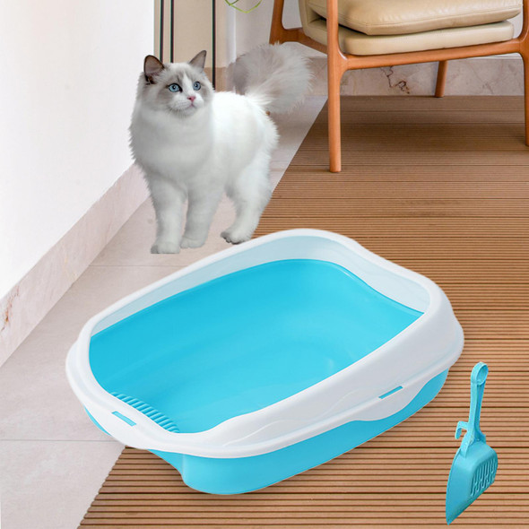 Cat Litter Box Cat Sandbox High Sided Travel Semi Closed Cat Toilet Pet Litter Tray for Medium Large Cats Rabbit Small Animals