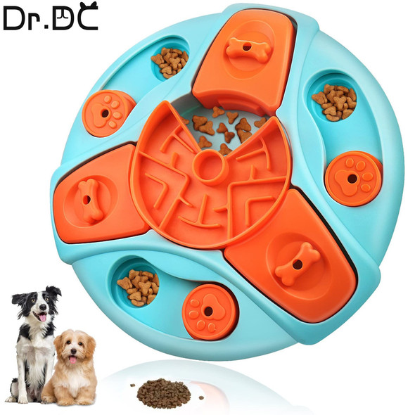 Dr.DC Dog Toys Slow Feeder Interactive Increase Puppy IQ Food Dispenser Slowly Eating NonSlip Bowl Pet Puzzle Cat Training Game