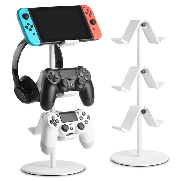 Game Controller Stand&Headphone Holder 3 Tier Controller Holder Universal Gamepad Accessories Controller Holder White fink black