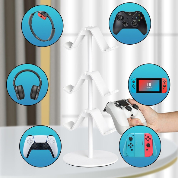 Game Controller Stand&Headphone Holder 3 Tier Controller Holder Universal Gamepad Accessories Controller Holder White fink black