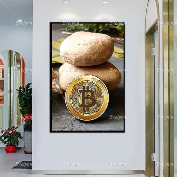 Crypto Money Wall Art,Bitcoin Canvas, Bitcoin Millionaire Painting