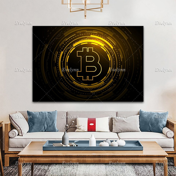 Bitcoin Gold Crypto Currency Wall Art Gift Oil Painting Poster and