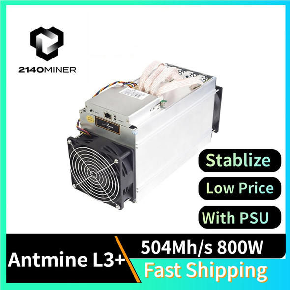 Bitmain Antminer L3+ 504m 800w 1.6j/mh With Power Supply Ltc/doge Asic