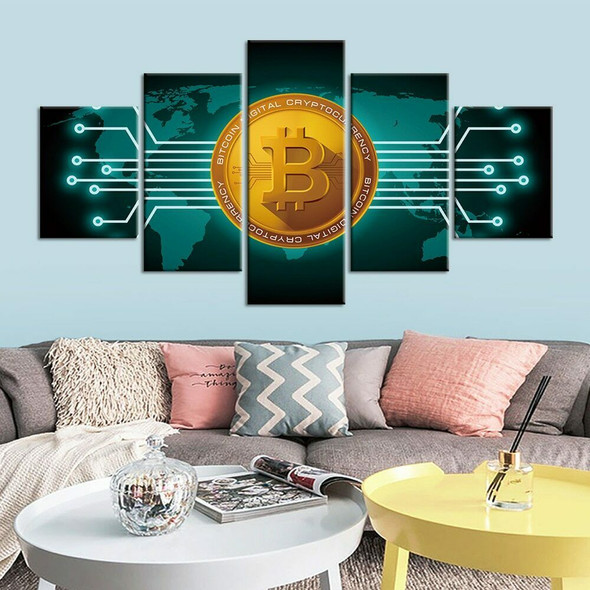 5Pcs Bitcoin Crypto Cryptocurrency Decor Canvas Wall Art Pictures