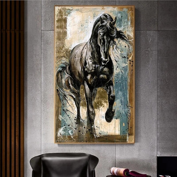 Modern Vertical Canvas Horse Painting Cuadros Paintings on the Wall