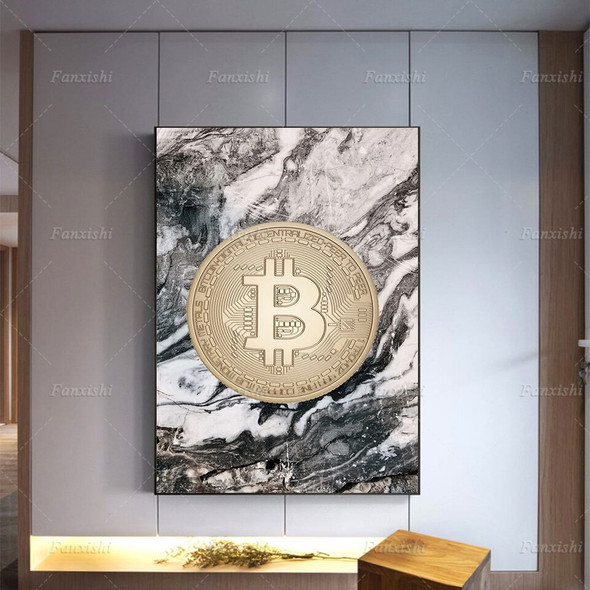 Wall Art Prints Crypto Currency Bitcoin Marble Poster Noridc Home