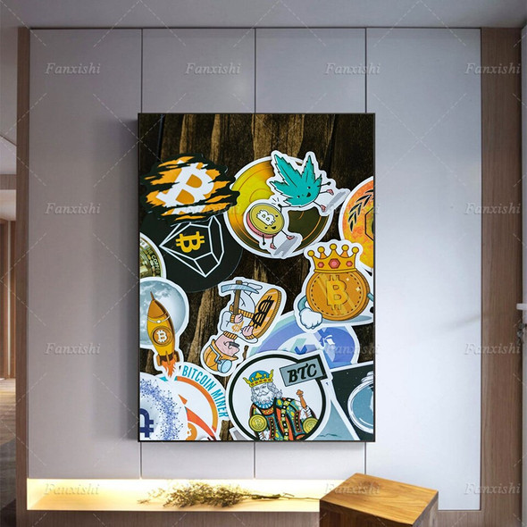 Wall Art Canvas Painting Crypto Currency Quote Bitcoin Pictures