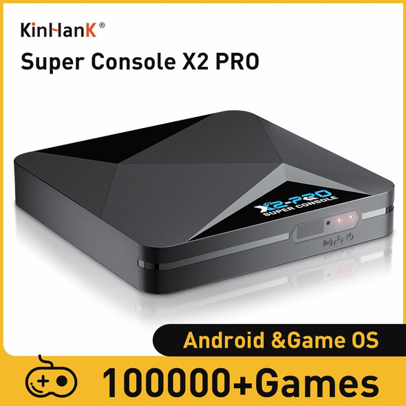 KINHANK Super Console X2 Pro Game Box Retro Video Game Console TV Box 100000 Video Games for ARCADE/MAME/DC/SS with Gamepads