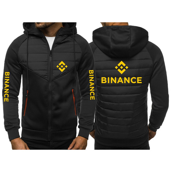 Binance Crypto 2023 Men's New Winter Zipper Hooded Cotton Jacket