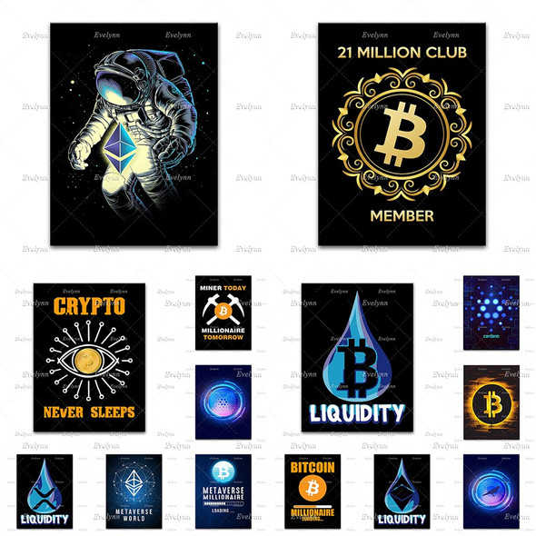 Ethereum Bitcoin Crypto Art Canvas Poster Modern Home Decor Prints Ethereum Bitcoin Crypto Art Canvas Poster Modern Home Decor Prints