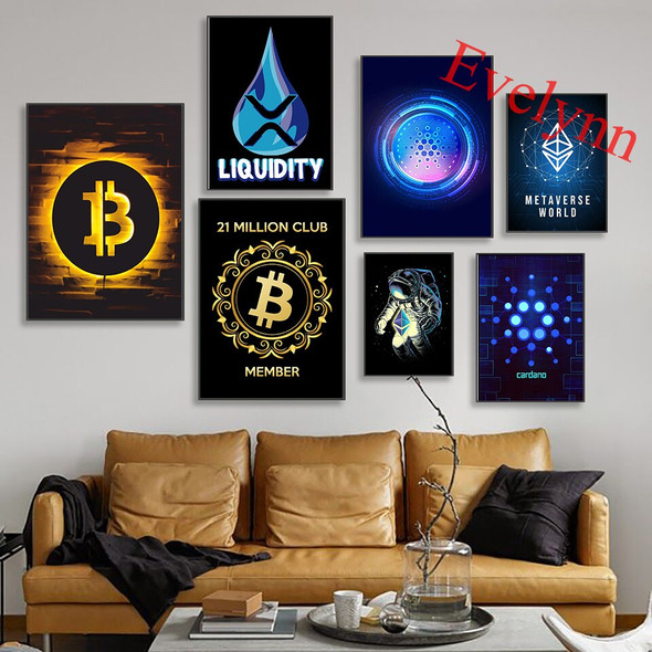 Ethereum Bitcoin Crypto Art Canvas Poster Modern Home Decor Prints