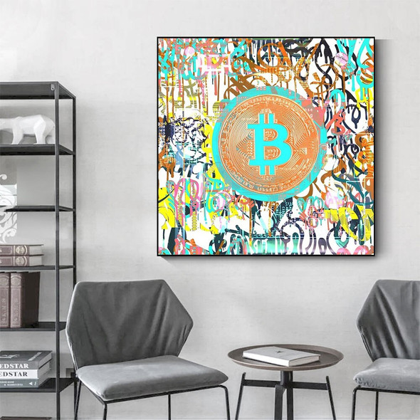 Graffiti Art Bitcoin Crypto Canvas Painting Abstract Posters and