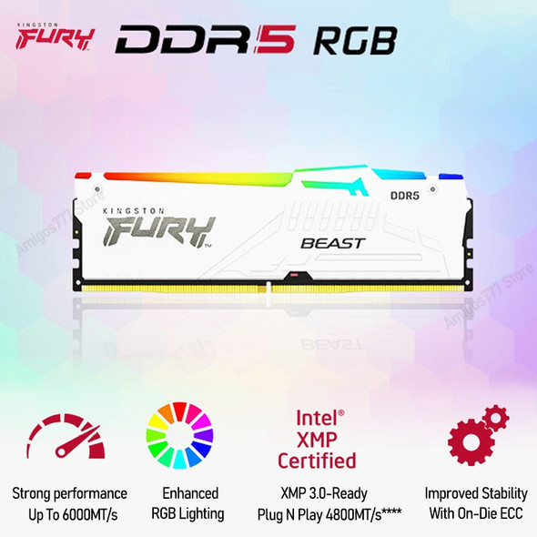 Kingston Fury Beast Ddr5 White Rgb 16gb 32gb 64gb 5200 5600 6000 Mhz