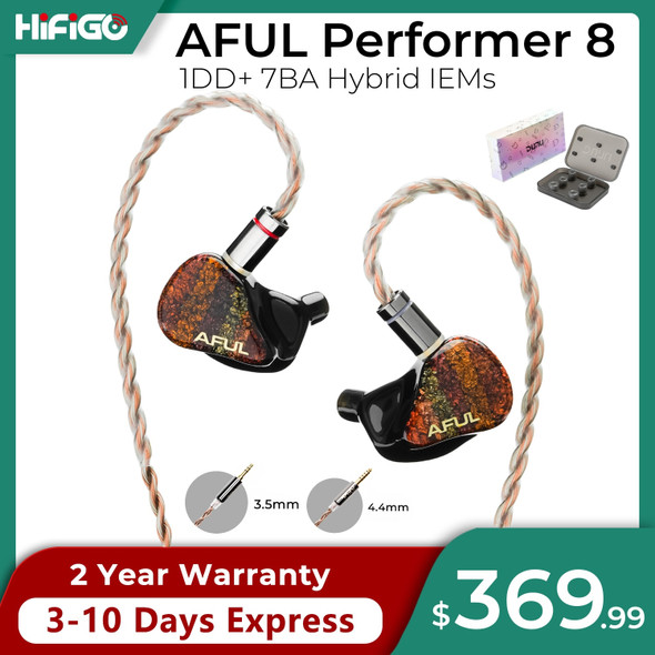 AFUL Performer 8/Performer8 Hybrid Drivers Wired Earphones 1DD+ 7BA in-Ear Monitors HiFi Stage Studio Audiophile Headphones IEMs