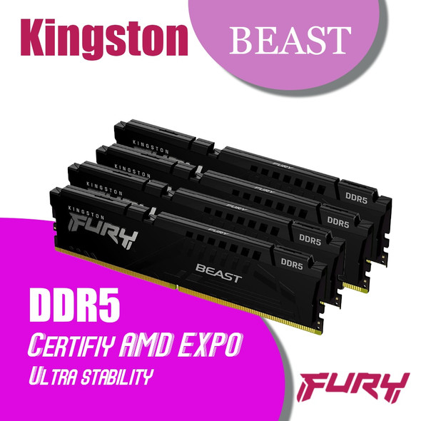 AMD EXPO Kingston FURY Beast DDR5 RAM 16GB 32GB Up To 6000MHz Kingston