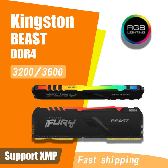 Kingston FURY Beast DDR4 RGB RAM 8GB 16GB 32GB Up To 3600MHz Kingston