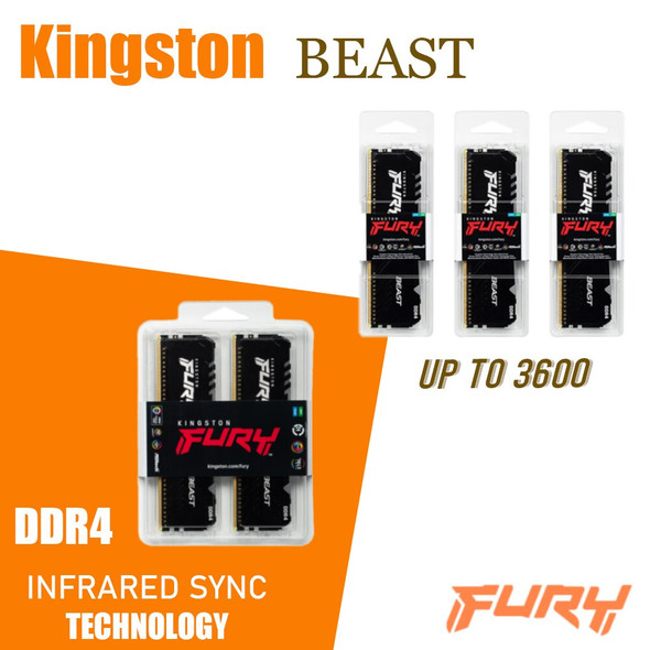Kingston FURY Beast DDR4 RGB RAM 8GB 16GB 32GB Up To 3600MHz Kingston