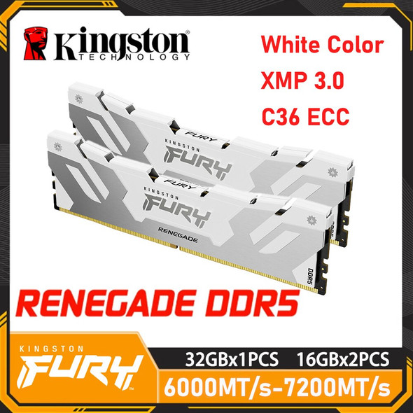 Kingston Fury Renegade DDR5 Memory Desktop White Color 32GB 64GB