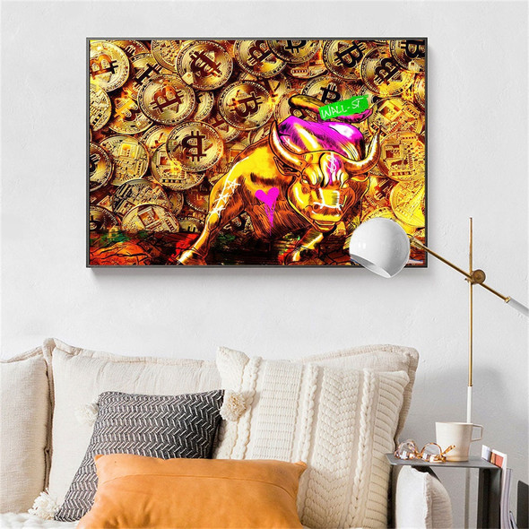 Bull Run Crypto Bitcoin Canvas Paintings Stock Market Graffiti Posters