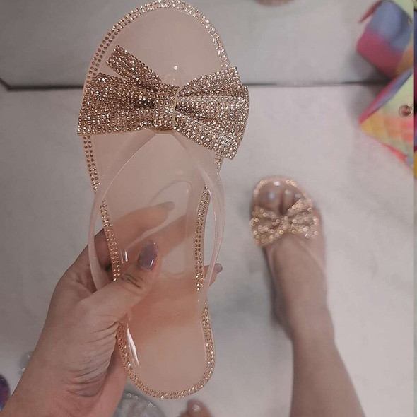 Summer Ladies Slippers Women Shoes Crystal Cute Bow Flat Heel Female Summer Ladies Slippers Women Shoes Crystal Cute Bow Flat Heel Female