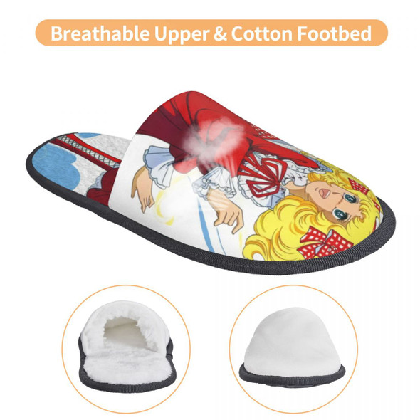 Custom Print Women Candy Candy House Slippers Cozy Warm Anime Manga Custom Print Women Candy Candy House Slippers Cozy Warm Anime Manga