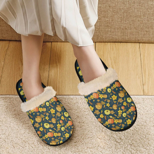 Pattern Slippers Pumpkin Flowers Printed Warm Durable Anti slip Cotton Pattern Slippers Pumpkin Flowers Printed Warm Durable Anti slip Cotton