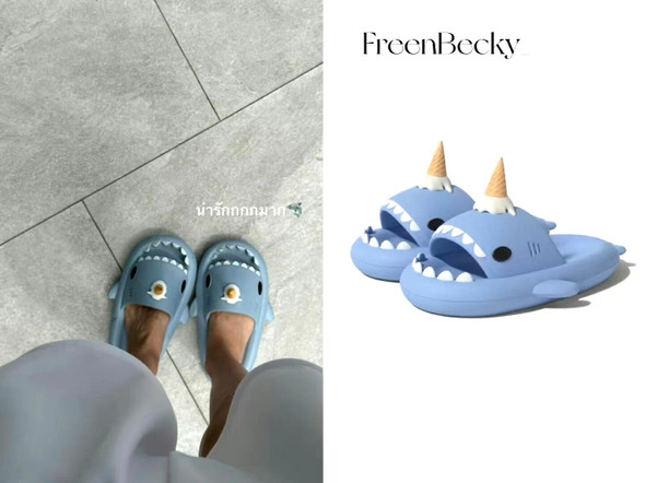 Freenbecky Same Slippers Ice Cream Shark Men And Women Summer Indoor Freenbecky Same Slippers Ice Cream Shark Men And Women Summer Indoor