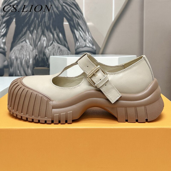 Summer Round Toe Thick Sole Sandals Women's Cut Outs Buckle Flat Shoes