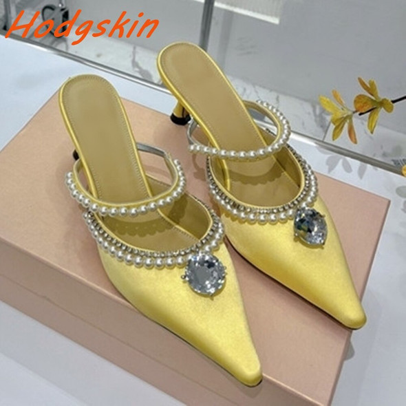 Pearl Straight Strap Outside Slippers Slingback Pointed Toe Slip On Pearl Straight Strap Outside Slippers Slingback Pointed Toe Slip On