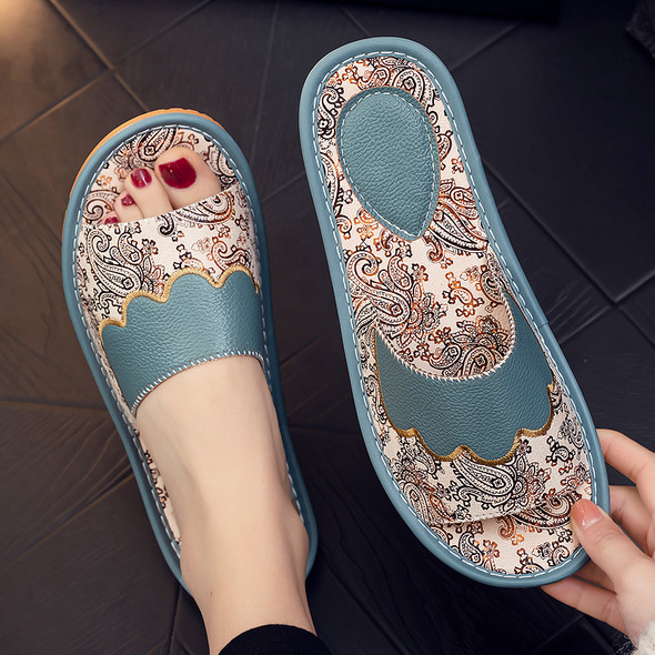 Europe Style Couple's Summer Indoor Slippers Genuine Leather Women's Europe Style Couple's Summer Indoor Slippers Genuine Leather Women's