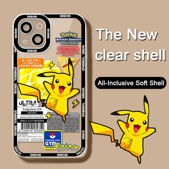 Luxury Pokemon Soft Clear Case For iPhone 14 11 Pro Max 13 12 Mini XR XS X 8 7 6 6S Plus SE 2020 Silicone Shockproof Cover Shell