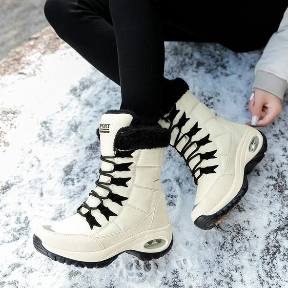 Women Boots Winter Keep Warm Quality Mid Calf Snow Boots Ladies Lace