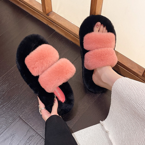 2023 Women Fashion Furry Slippers Autumn Winter Short Plush Outdoor