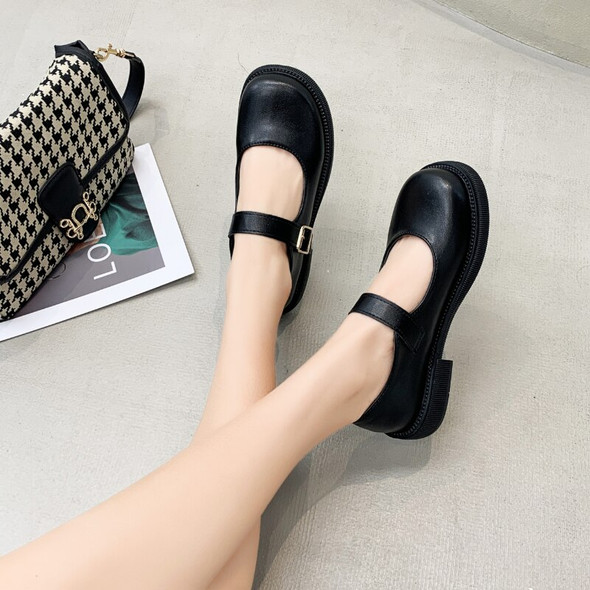 Women Platform Heels Mary Jane Shoes Simple Lolita Shoes Black Shoes